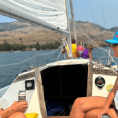 a person sitting on a boat