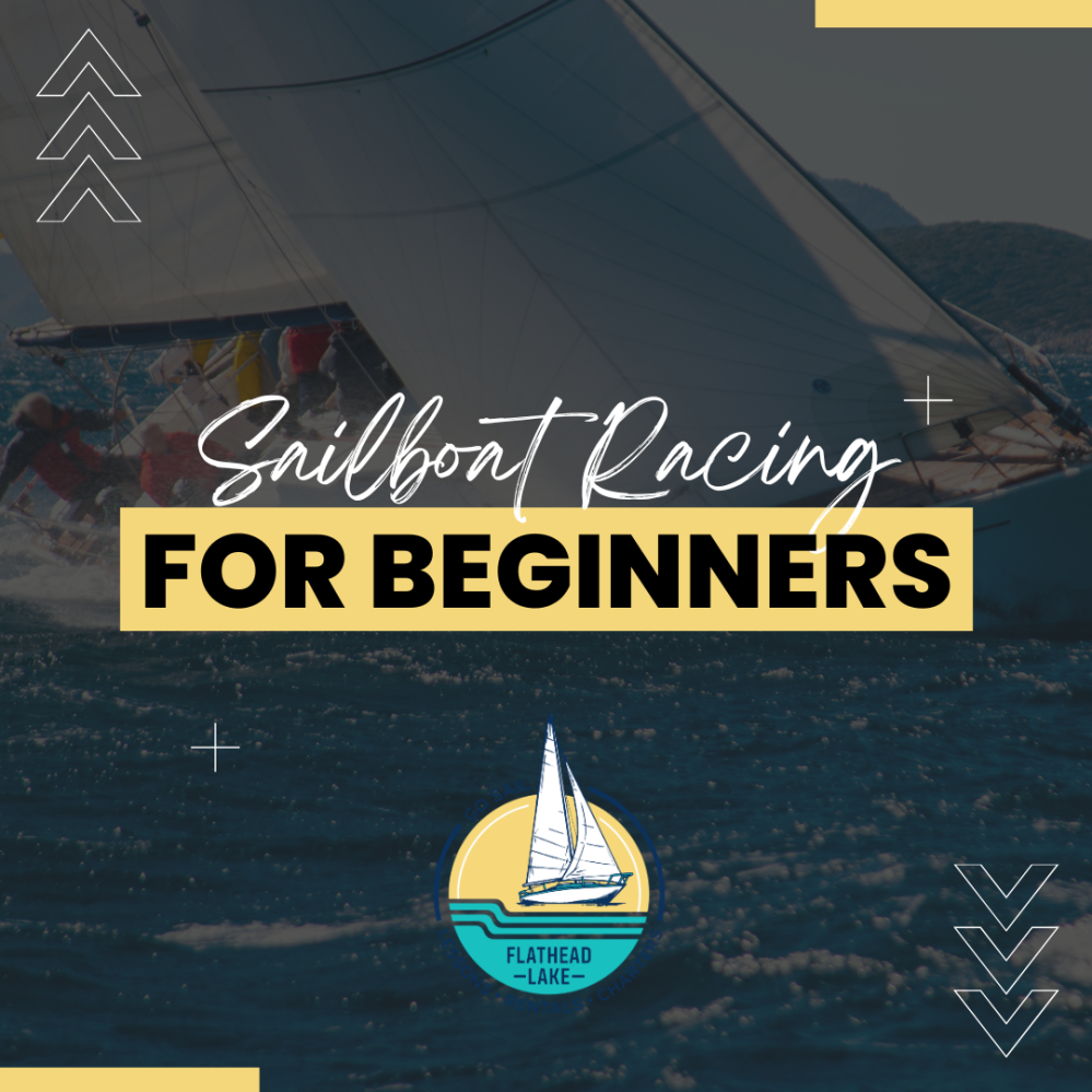 sailboat with text "sailboat racing for beginners"