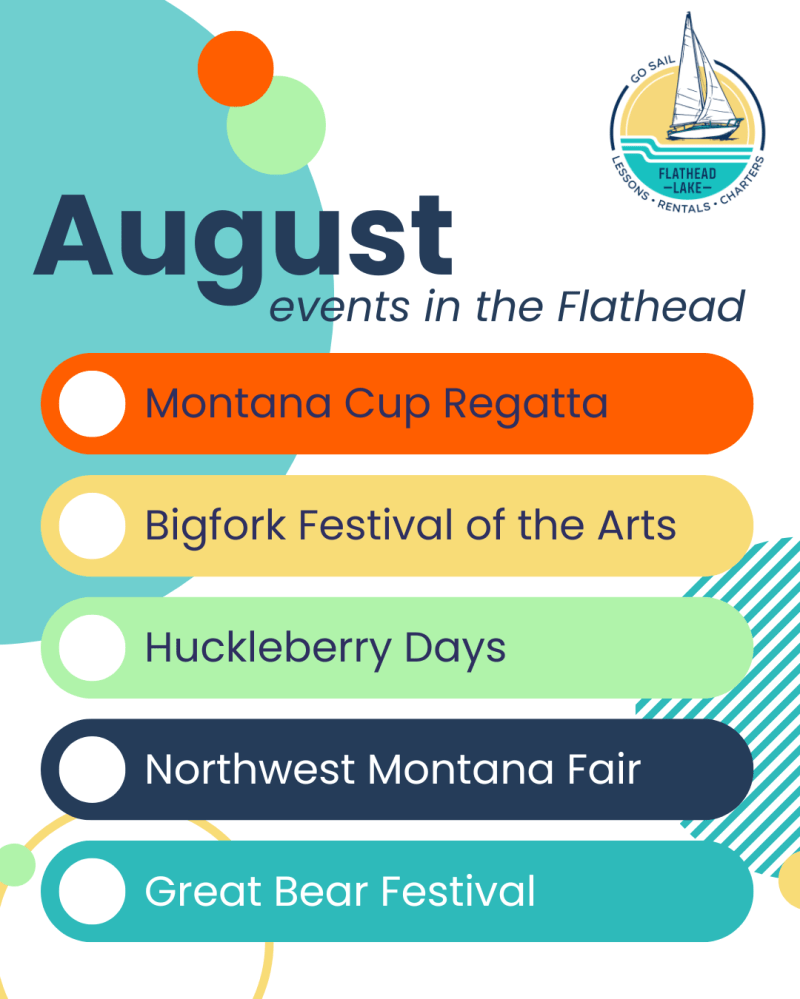 Event list with nautical theme featuring circles and stripes.