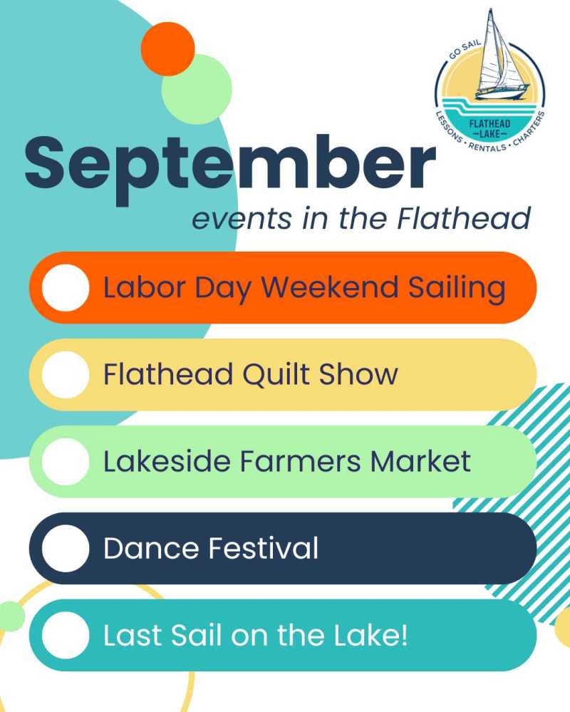 September events poster with colorful circles and text.